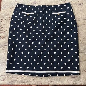 Talbots Navy and White Polka Dot Pencil Skirt